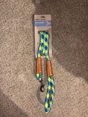 Blue & Lime Braided Dog Leash